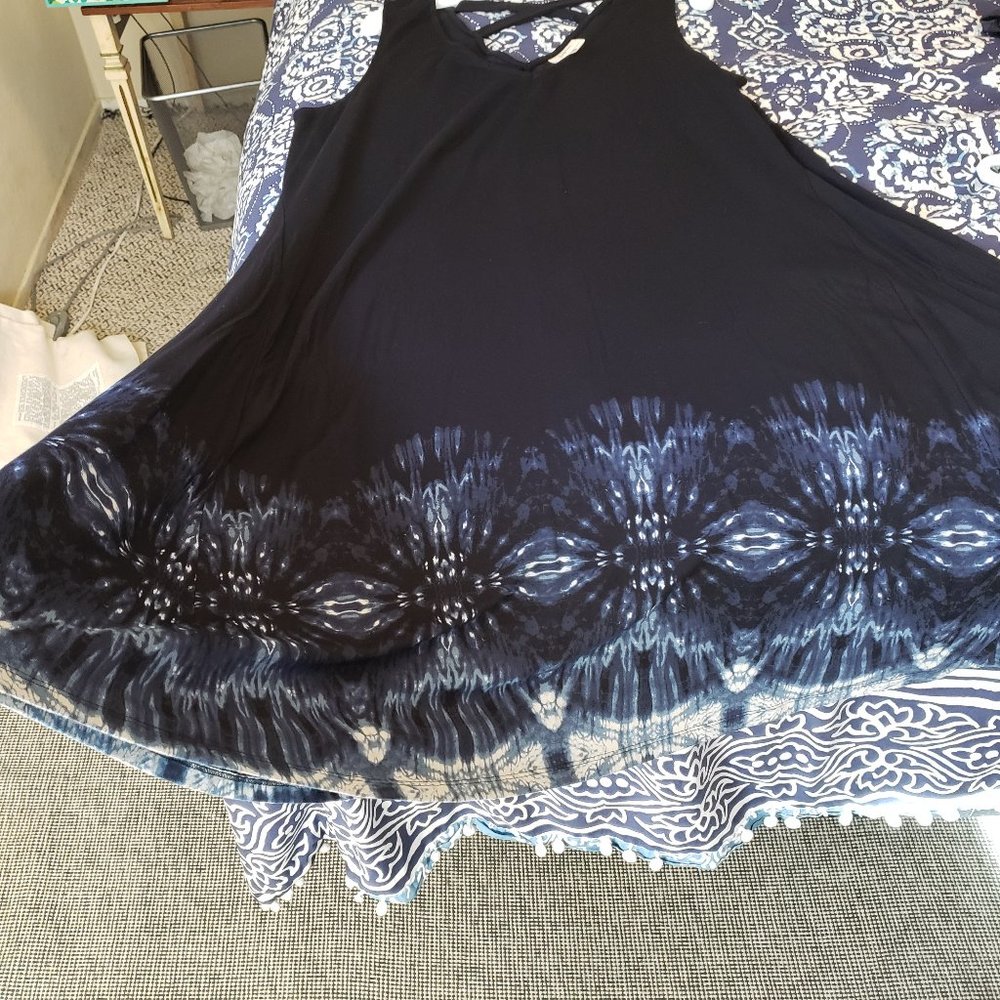 2X Style & Co (Macy's) Summer Dress - Navy with Blue Pattern